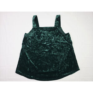 J. JILL Soft Stretch Crushed-Velvet Tank Top Flowy Boxwood Green Women's Size M